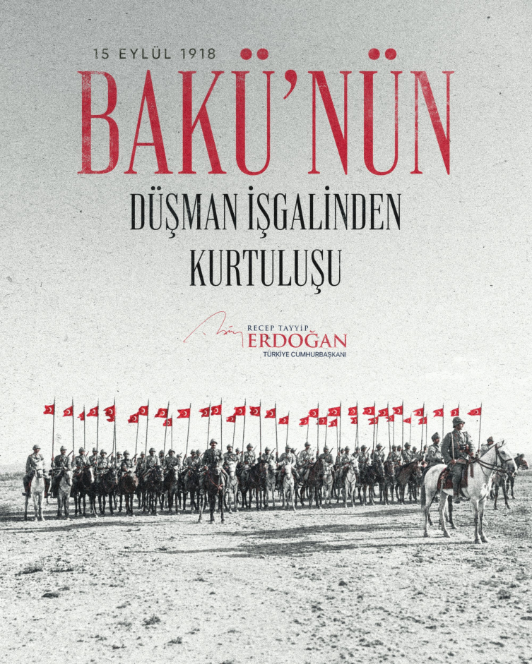 Cumhurbaşkanı Erdoğan, Bakü'nün kurtuluş yıl dönümünü kutladı