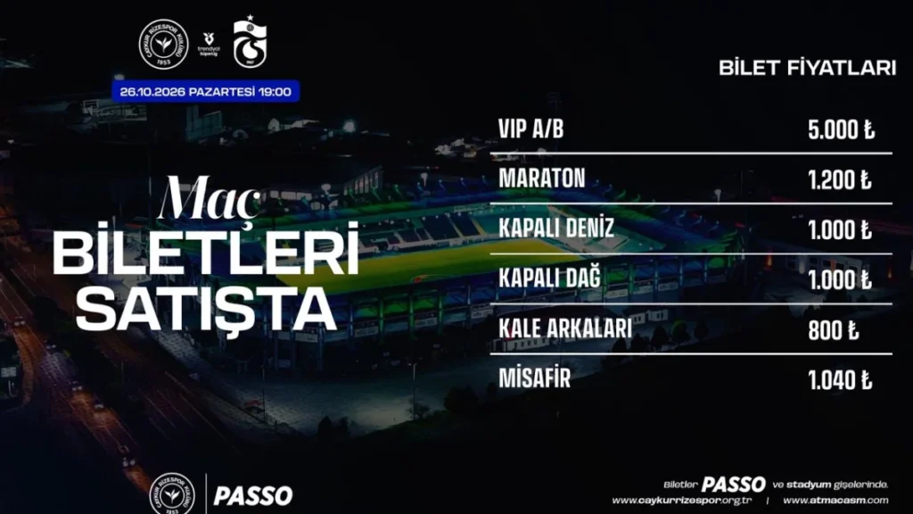 Çaykur Rizespor-Trabzonspor maçının biletleri satışa çıktı! İşte bilet fiyatları